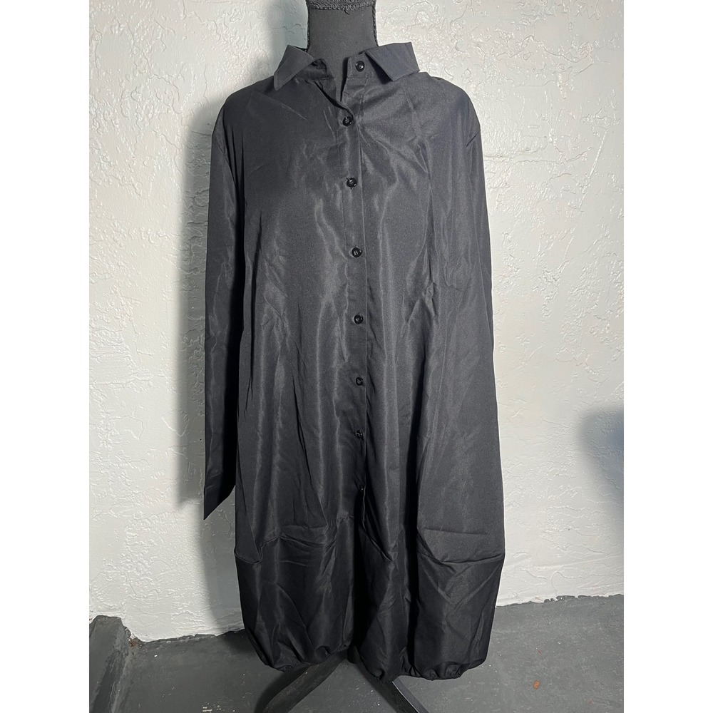 Uoozee Black Balloon Hem Button Front Maxi Shirt Dress Size XL NWT